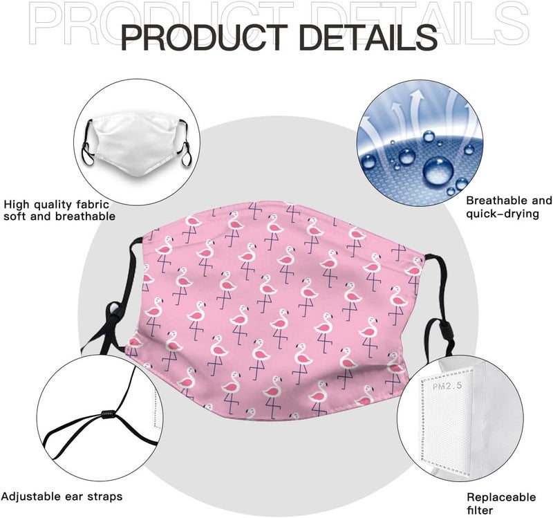 Beubebim Cute Dolphins Wave Face Mask Adult Washable Reusable Pleated Anti Dust Mask with 2 Filter for Women Men Decorative - Image 3
